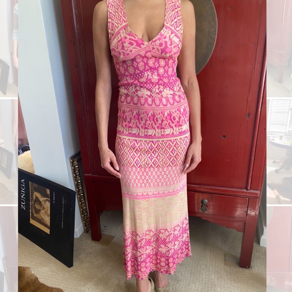 VINTAGE 70’s Pink Printed Dress